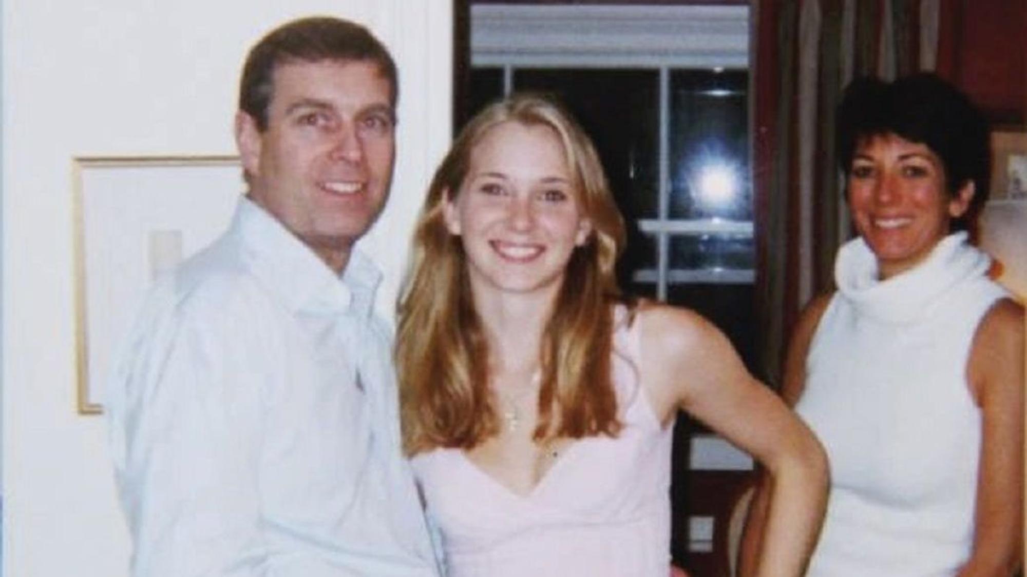 Prinz Andrew (l-r), Herzog von York, Virginia Giuffre aus den USA und Ghislaine Maxwell.