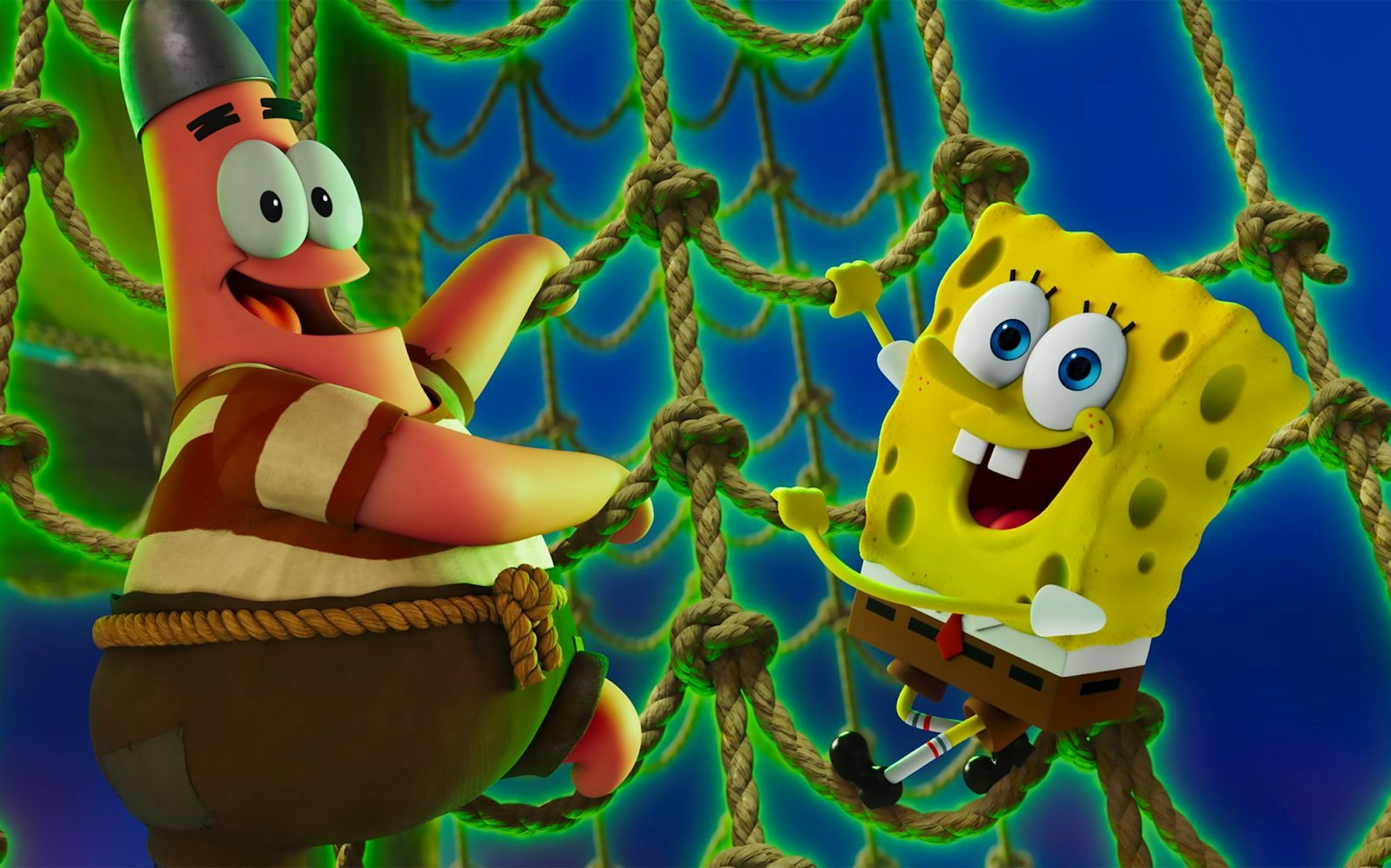 SpongeBob Schwammkopf (rechts) und sein bester Freund Patrick machen sich bereit für ein Abenteuer als Seeräuber. (Bild: 2025 Paramount Pictures/Nickelodeon Movies/Viacom International)