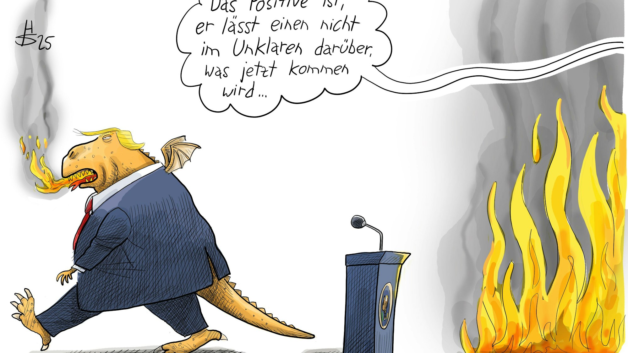 Januar: US-Präsident Donald Trump verzichtet in seiner Antrittsrede völlig auf versöhnliche Töne.