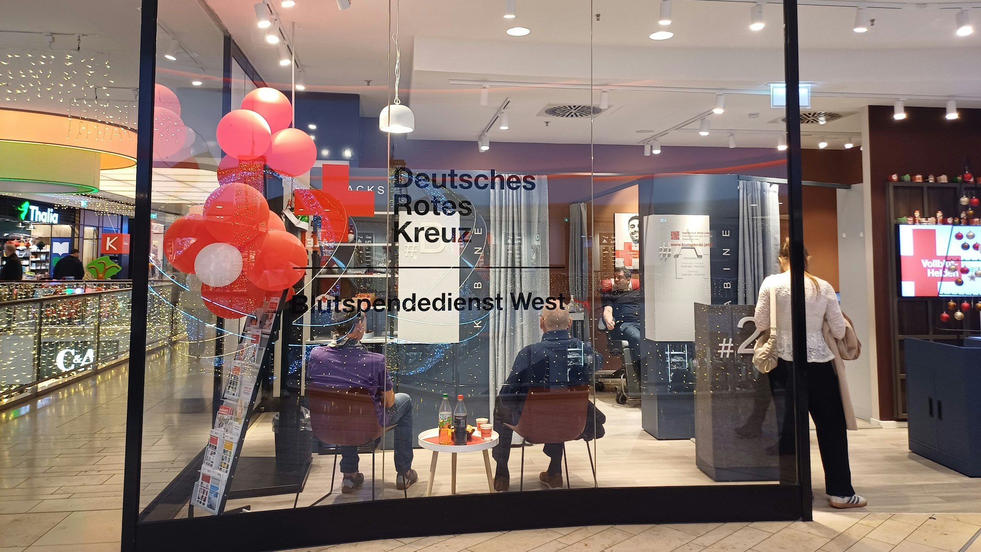 Die Blutspende-Station in der Rathaus-Galerie.