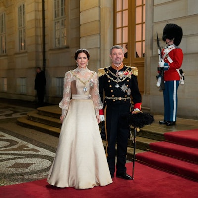Dänemarks Königin Mary und König Frederik X. posieren für die Medien vor einem Neujahrsempfang und -bankett im Palast von Christian VII., Schloss Amalienborg.
