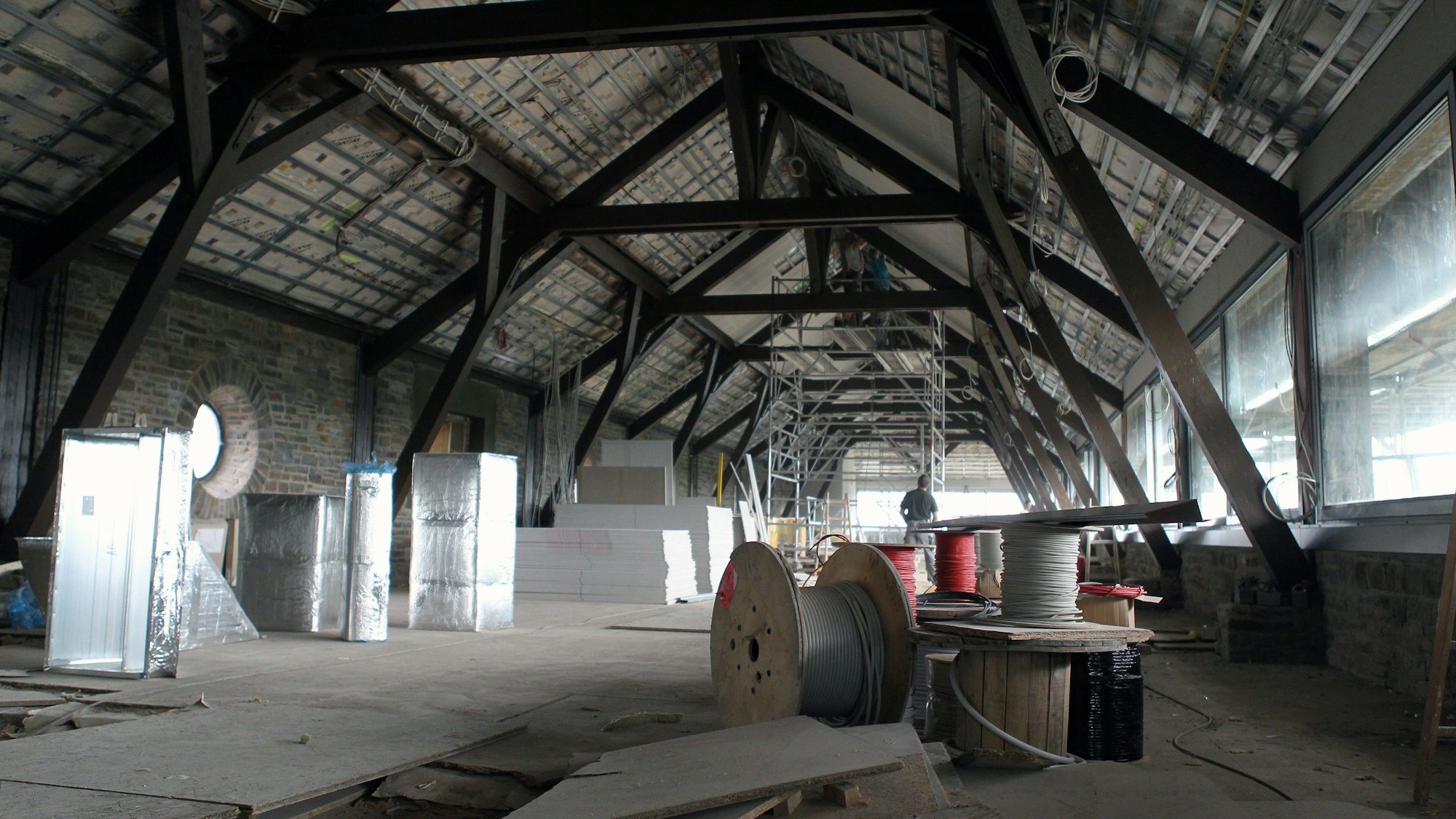 Das Archivfoto zeigt die Bauarbeiten in der heutigen Gastronomie in Vogelsang.