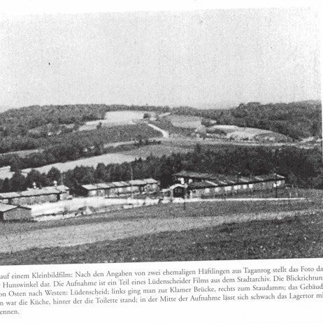 Ein Foto des Lagers Lüdenscheid-Hunswinkel, aufgenommen nach Kriegsende.