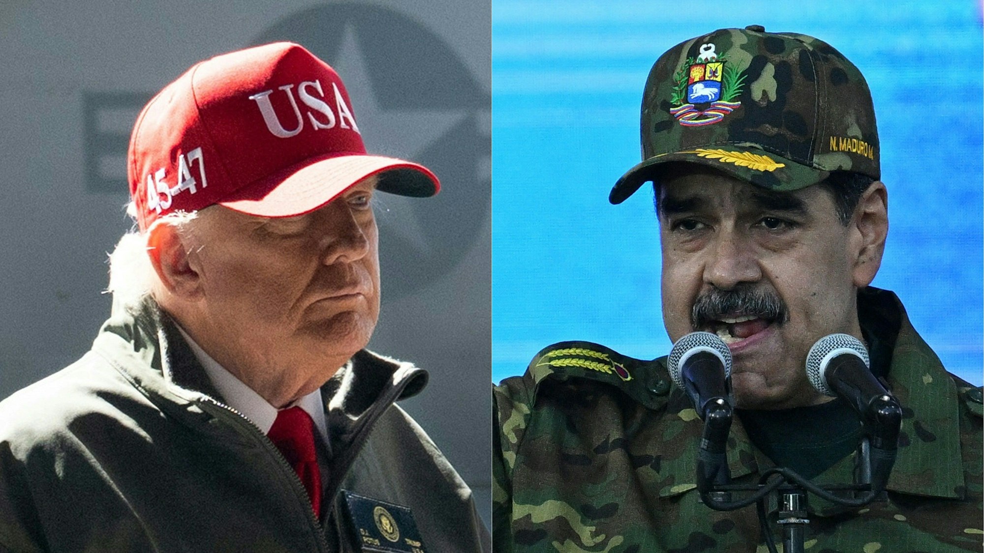 US-Präsident Donald Trump (l.) hat nach eigenen Angaben Venezuelas Staatschef Nicolás Maduro festgesetzt.