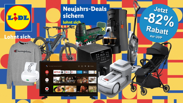 Im Onlineshop von Lidl gibt es Neujahrs-Angebote mit bis zu 82 Prozent Rabatt auf verschiedene Produkte.