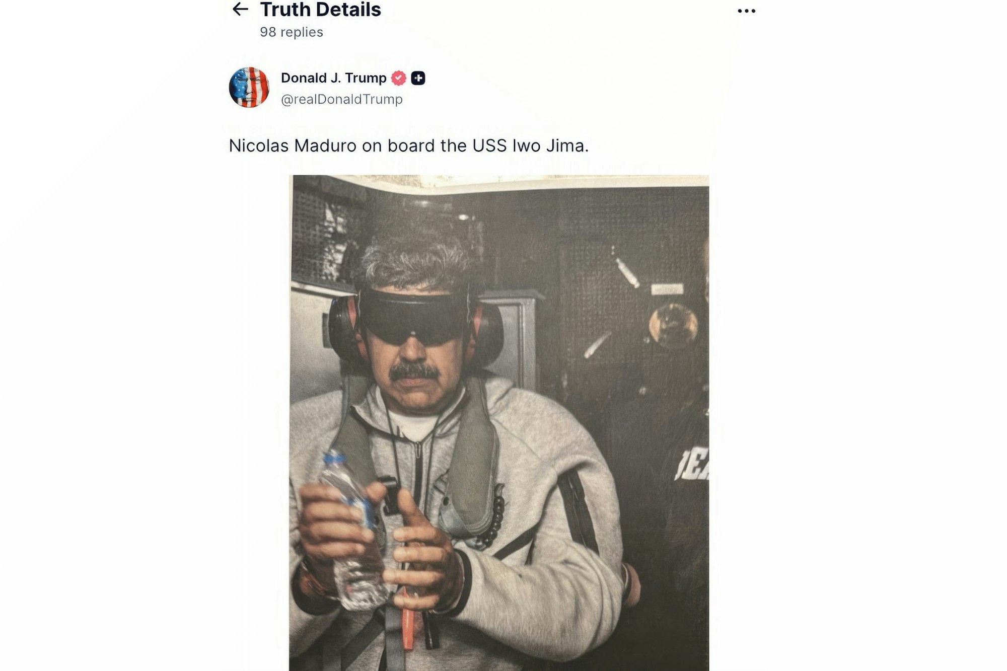 Maduro war nach seiner Gefangennahme zunächst auf einem Kriegsschiff nach Guantánamo gebracht und dann in die USA geflogen worden.