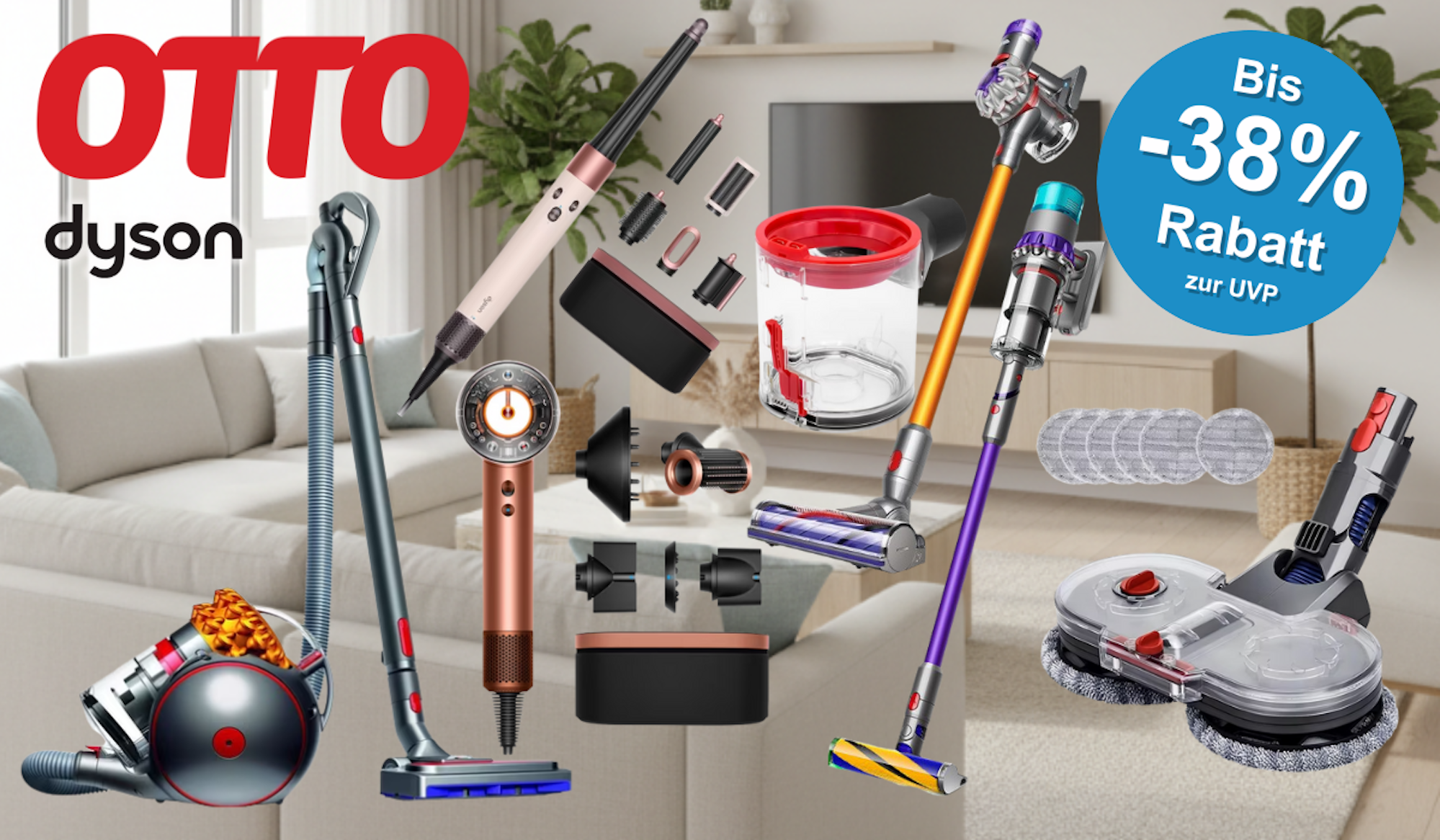 Mega Otto Sale mit Rabattierungen von bis zu 38% auf Produkte von und für Dyson