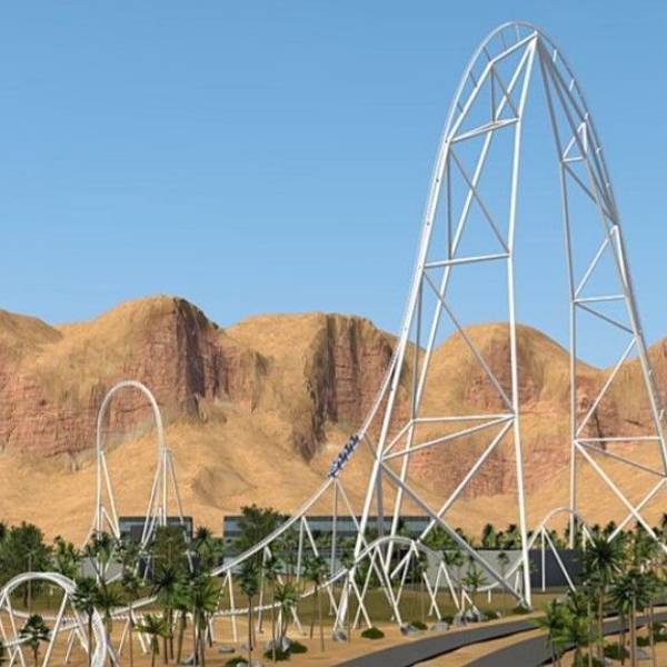 In Saudi-Arabien hat die schnellste Achterbahn der Welt eröffnet.
