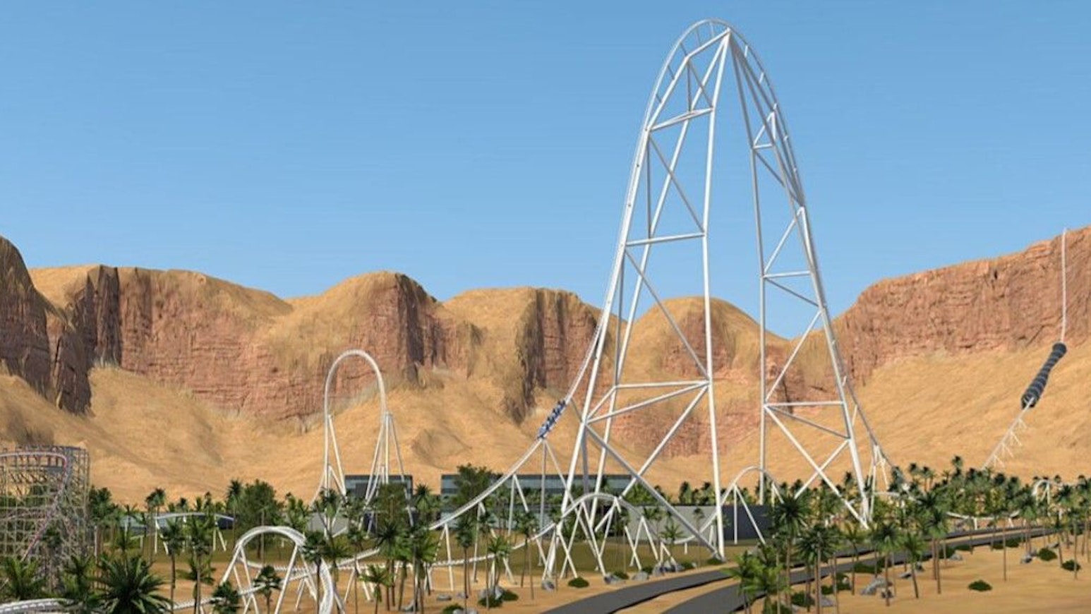 In Saudi-Arabien hat die schnellste Achterbahn der Welt eröffnet.