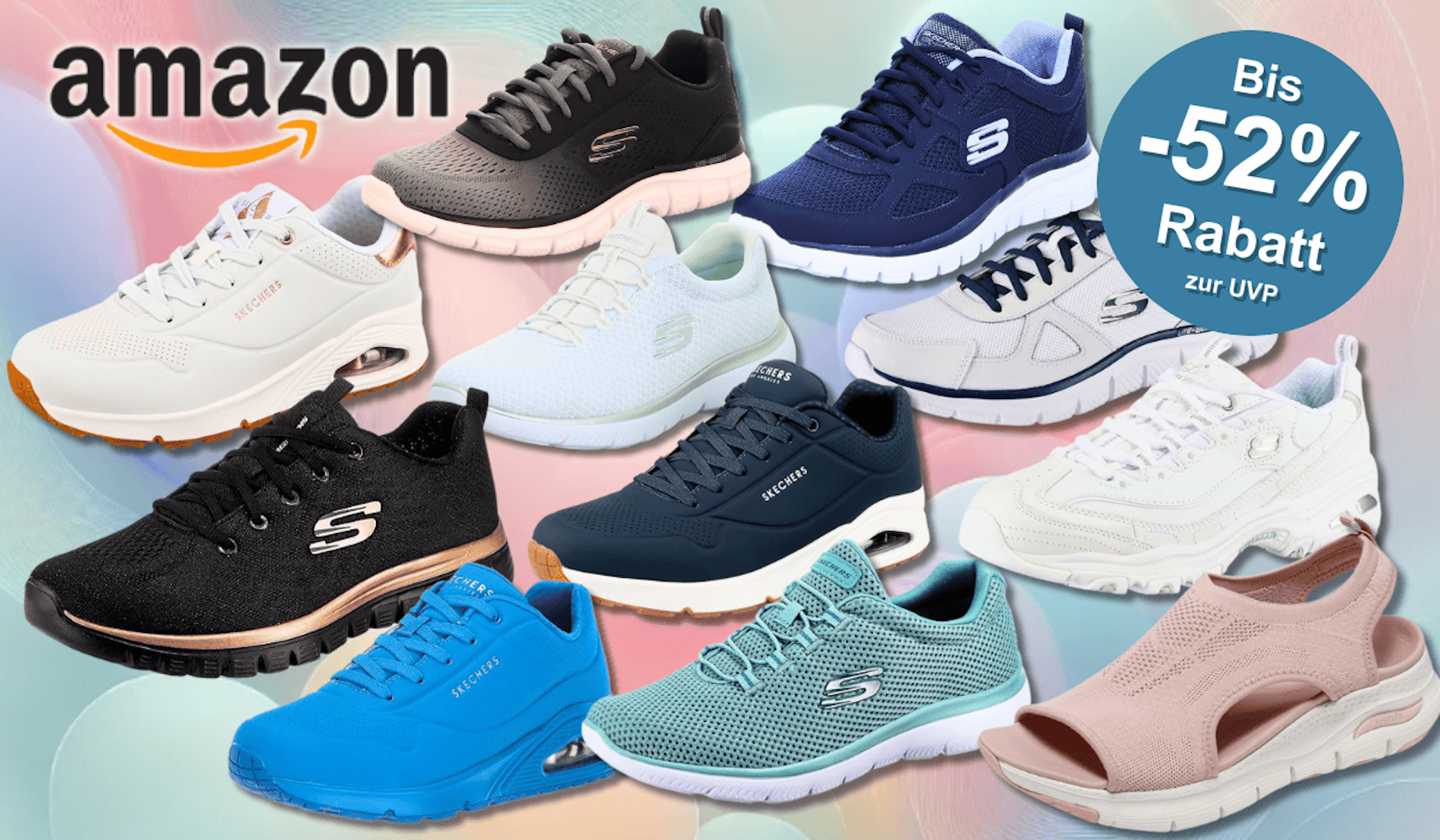Eine Auswahl an Skechers Sneakern im Amazon Sale