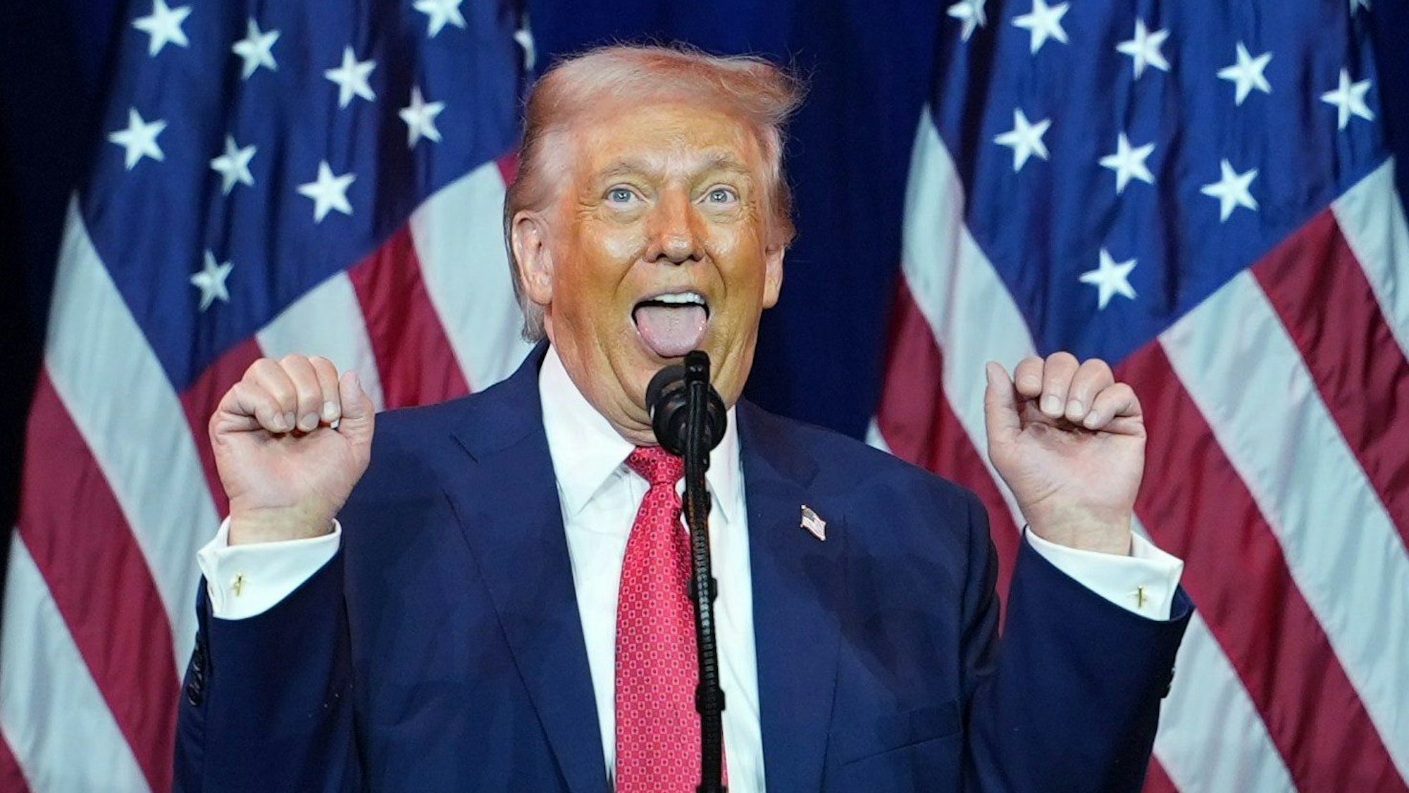 US-Präsident Donald Trump spricht zu den republikanischen Abgeordneten des Repräsentantenhauses während ihrer jährlichen Klausurtagung – und liefert dabei mitunter bizarre Szenen. (Archivbild)