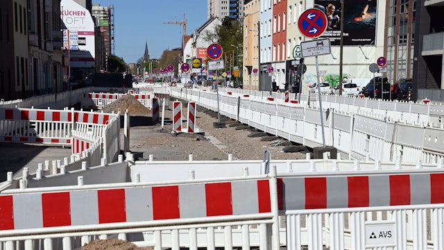 Die Baustelle für die Nord-Süd-Stadtbahn auf der Bonner Straße