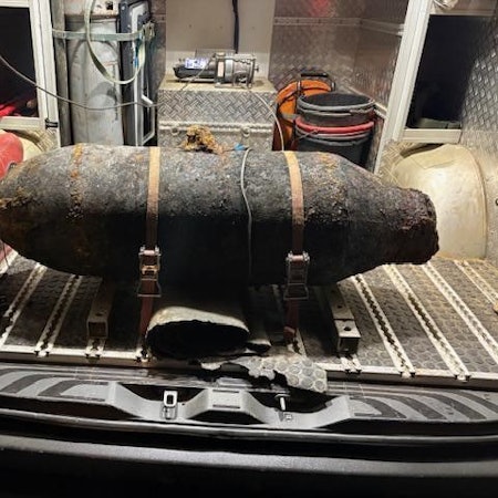 Das Bild zeigt die 250 Kilogramm schwere Bombe.