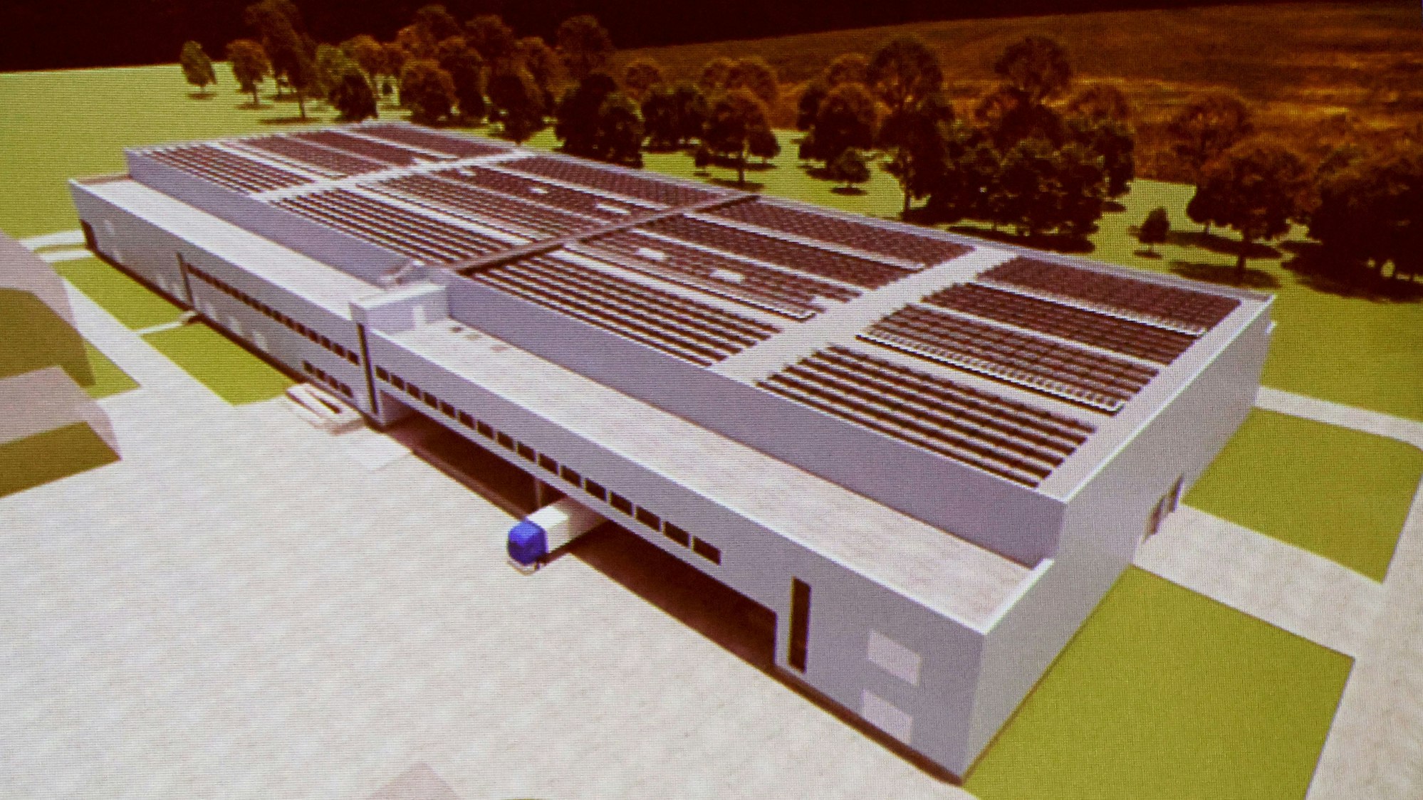 Auf einer Fläche von 9200 Quadratmetern wird die neue Produktionamlage ab Anfang dieses Jahres gebaut. (Visualisierung)
