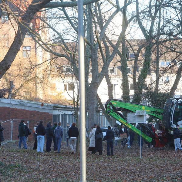 Mitte Dezember verhinderten Schüler, Lehrer und Lokalpolitiker mit ihrem Protest die Fortführung der gerade begonnenen Baumfällungen am Berufskolleg Ulrepforte.