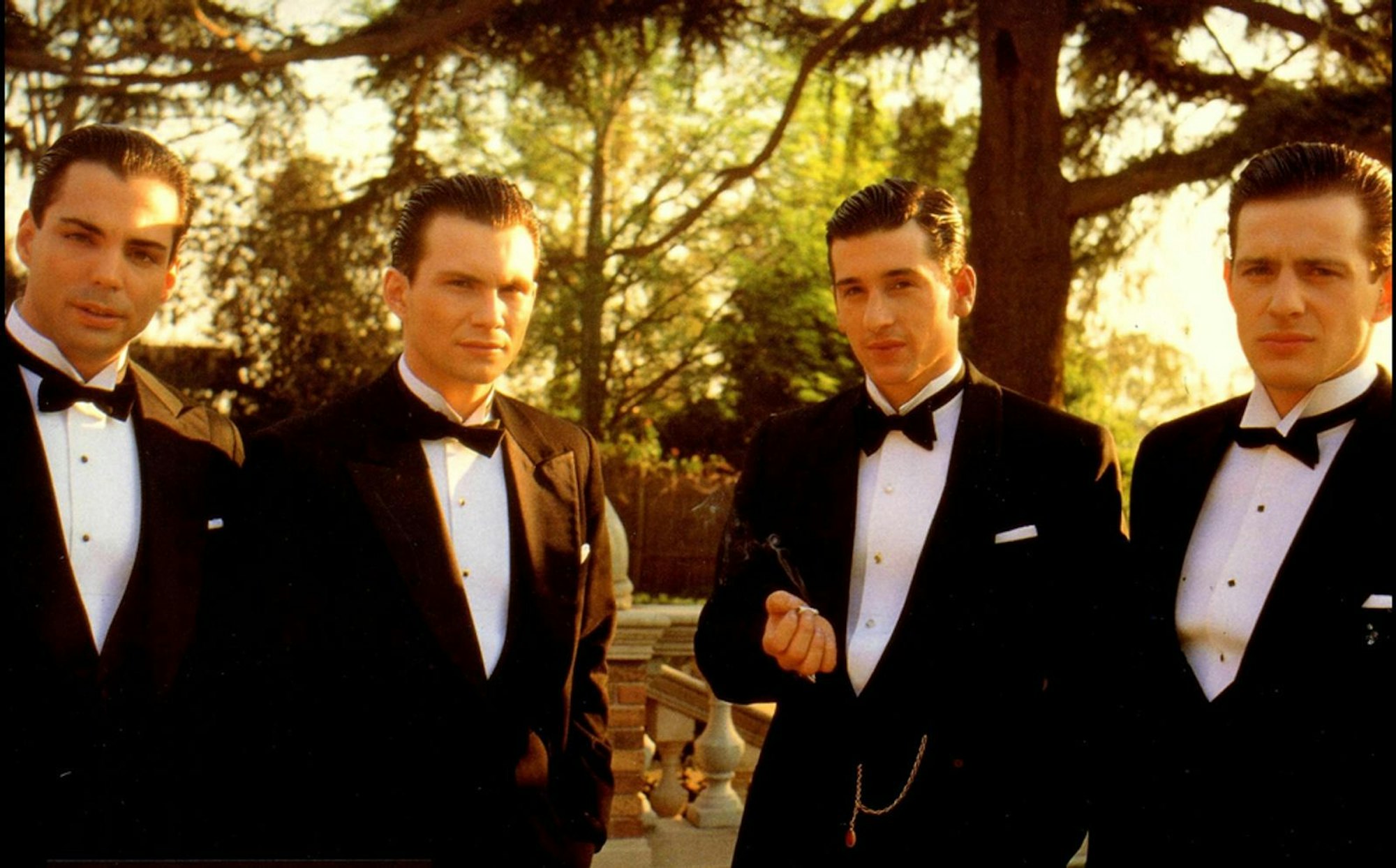 Im Mafiafilm „Die wahren Bosse - Ein teuflisches Imperium“ (1991) spielte Patrick Dempsey (zweiter von rechts) an der Seite von Richard Grieco (links), Christian Slater (zweiter von links) und Costas Mandylor. (Bild: Universal Pictures)