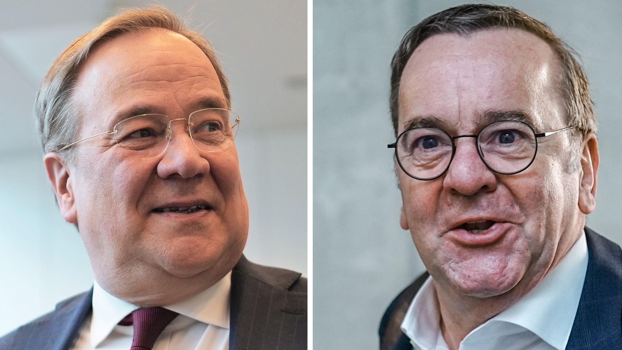 Das Bild zeigt Armin Laschet (l), stellvertretender Bundesvorsitzender der CDU, und Boris Pistorius (SPD), Bundesminister der Verteidigung. Foto: Michael Kappeler, Kay Nietfeld/dpa