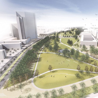 Die Visualisierung zeigt den Siegerentwurf für den Park am Eifelwall. Visualisierung: Förderer Landschaftsarchitekten