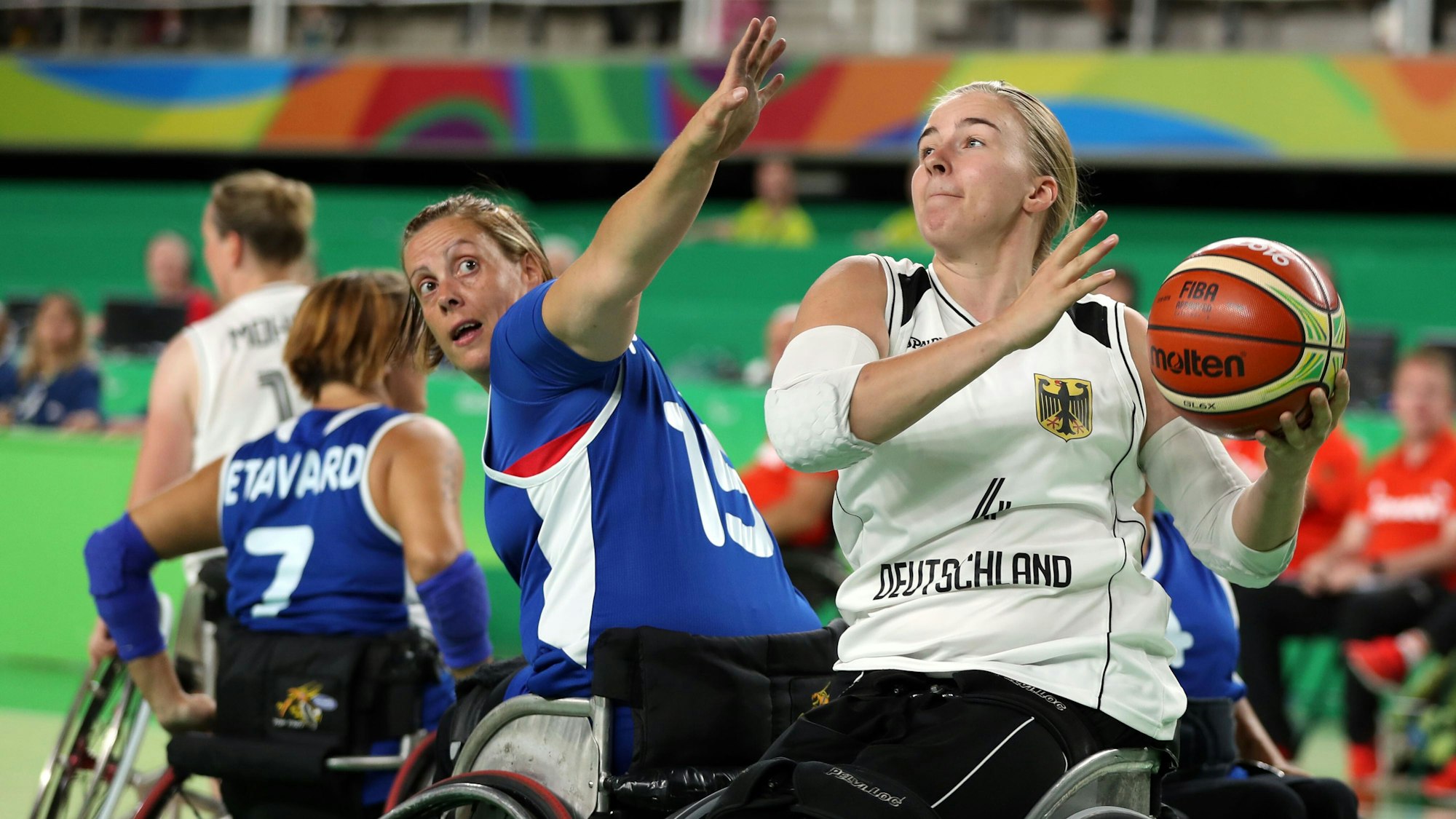 Mareike Miller bei einem Spiel zwischen Deutschland und Frankreich bei den Paralympics 2016 in Brasilien.