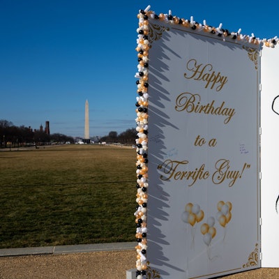 Eine Kunstaktion in Washington thematisiert einen alten Trump-Gruß an den Sexualstraftäter Jeffrey Epstein.