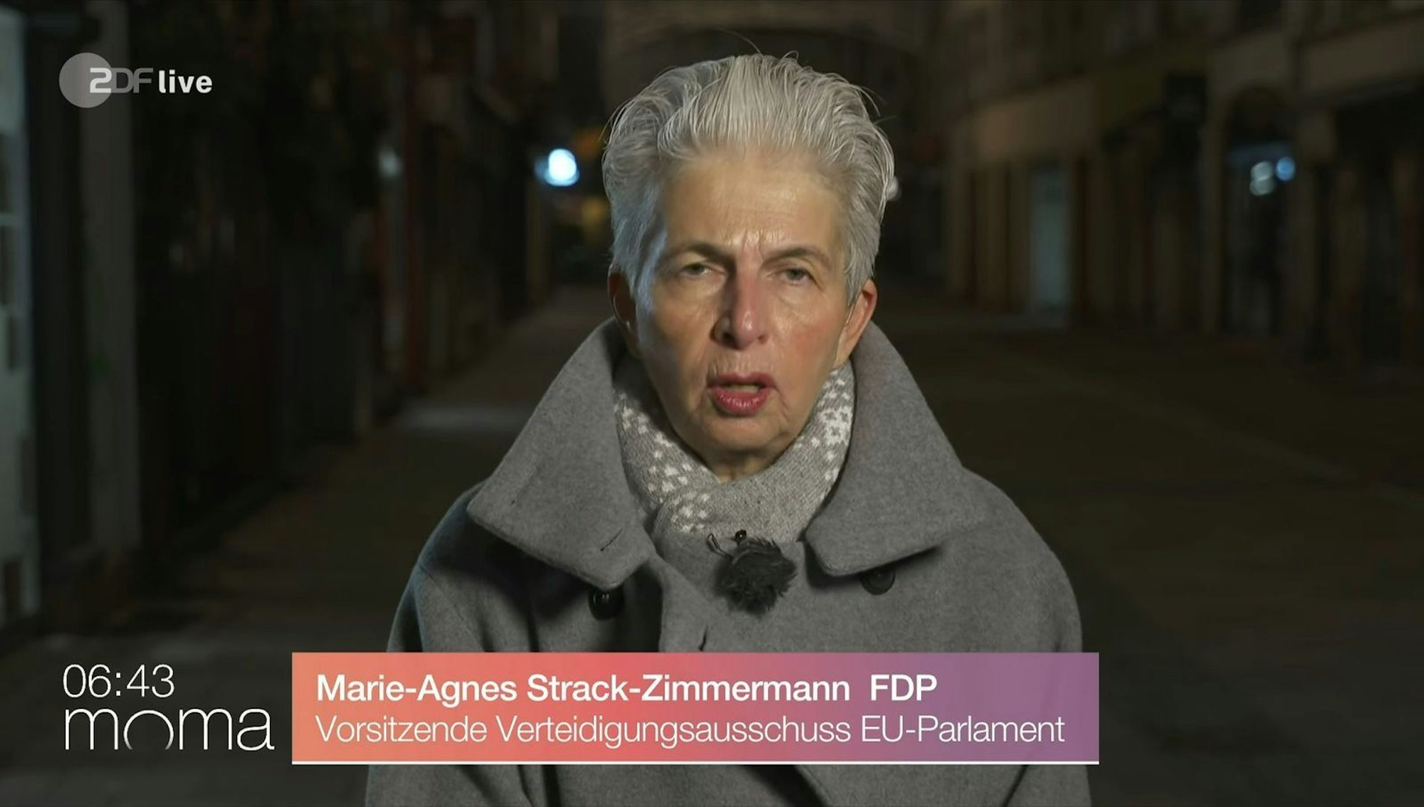 „Es wird eine Eskalation geben müssen“, betonte Marie-Agnes Strack-Zimmermann am Mittwoch im ZDF-Moma. (Bild: ZDF)