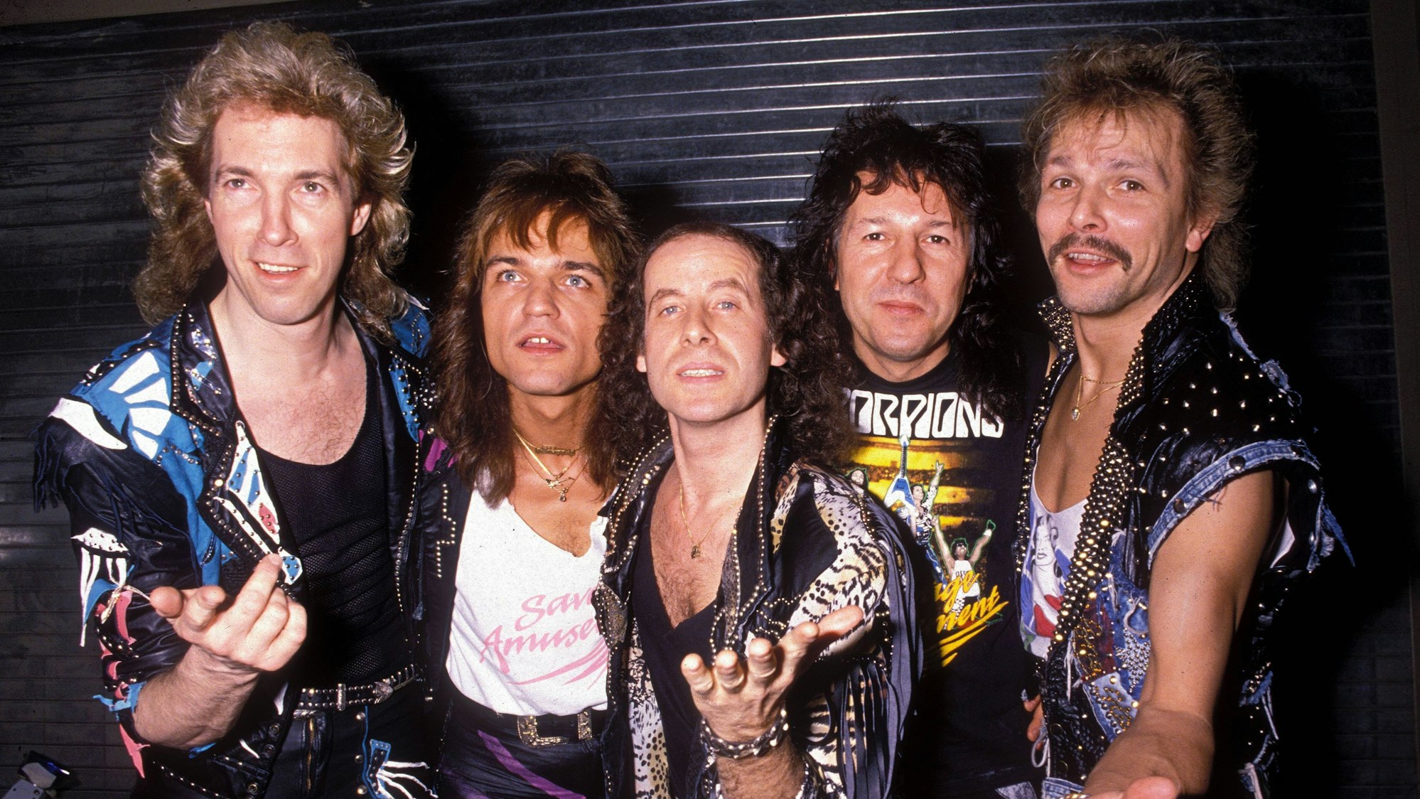 Scorpions in Berlin, v.li.: Francis Buchholz, Matthias Jabs, Klaus Meine, Herman Rarebell und Rudolf Schenker