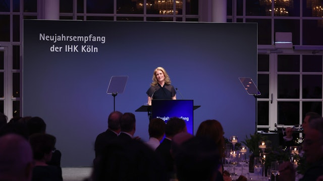 08.01.2026 Traditioneller Neujahrsempfang der IHK Köln (Industrie- und Handelskammer) in der Flora. Dr. Nicole Grünewald, Präsidentin der IHK. Foto: Martina Goyert