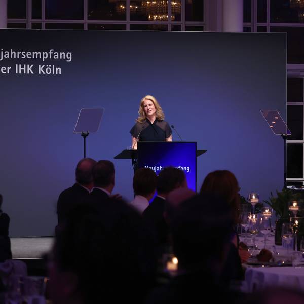 08.01.2026 Traditioneller Neujahrsempfang der IHK Köln (Industrie- und Handelskammer) in der Flora. Dr. Nicole Grünewald, Präsidentin der IHK. Foto: Martina Goyert