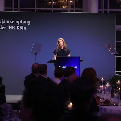 08.01.2026 Traditioneller Neujahrsempfang der IHK Köln (Industrie- und Handelskammer) in der Flora. Dr. Nicole Grünewald, Präsidentin der IHK. Foto: Martina Goyert
