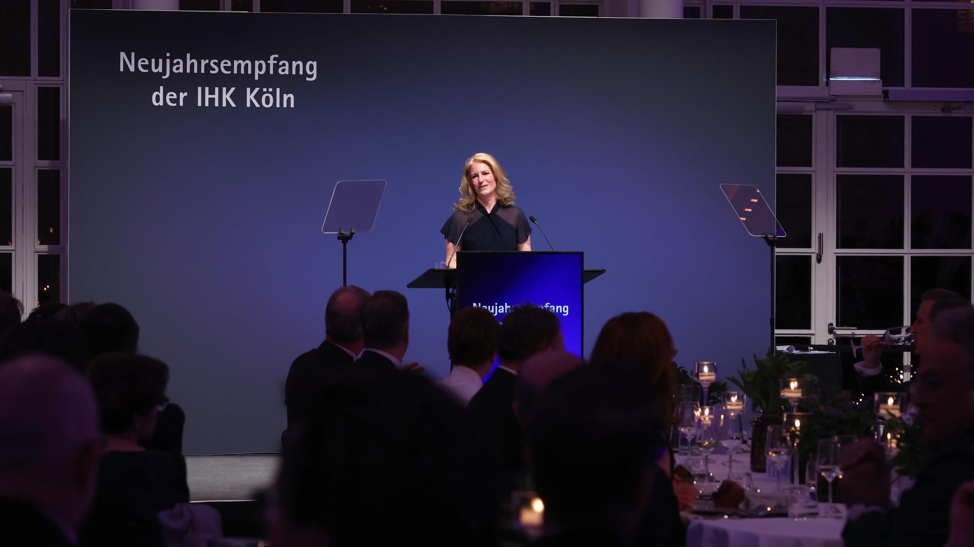 08.01.2026 Traditioneller Neujahrsempfang der IHK Köln (Industrie- und Handelskammer) in der Flora. Dr. Nicole Grünewald, Präsidentin der IHK. Foto: Martina Goyert