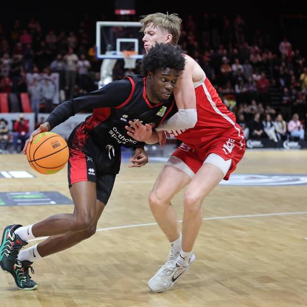 18.01.2026 - Basketball - Saison 2025 2026 - 2. Bundesliga Pro-A - 18. Spieltag: Nürnberg Falcons Basketball Club NBC - Bayer Giants Leverkusen - Sportfoto Zink / DaMa - xdaxmax - Ricardo Lynch 11, Bayer Giants Leverkusen Trevor James Baskin 22, Nürnberg Falcons BC NBC *** 18 01 2026 Basketball Season 2025 2026 2 Bundesliga Pro A 18 Matchday Nuremberg Falcons Basketball Club NBC Bayer Giants Leverkusen Sportfoto Zink DaMa xdaxmax Ricardo Lynch 11, Bayer Giants Leverkusen Trevor James Baskin 22, Nuremberg Falcons BC NBC