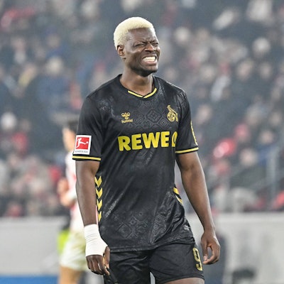 Ragnar Ache 1. FC Koeln, 09 mit Emotion. GER, SC Freiburg - 1. FC Koeln, Fussball, Bundesliga, 19. Spieltag, Saison 2025/2026, 25.01.2026 DFL DFB REGULATIONS PROHIBIT ANY USE OF PHOTOGRAPHS AS IMAGE SEQUENCES AND/OR QUASI-VIDEO GER, SC Freiburg - 1. FC Koeln, Fussball, Bundesliga, 19. Spieltag, Saison 2025/2026, 25.01.2026 Freiburg *** Ragnar Ache 1 FC Koeln, 09 with emotion GER, SC Freiburg 1 FC Koeln, Football, Bundesliga, Matchday 19, Season 2025 2026, 25 01 2026 DFL DFB REGULATIONS PROHIBIT ANY USE OF PHOTOGRAPHS AS IMAGE SEQUENCES AND OR QUASI VIDEO GER, SC Freiburg 1 FC Koeln, Football, Bundesliga, Matchday 19, Season 2025 2026, 25 01 2026 Freiburg Copyright: xEibner-Pressefoto/ThomasxHessx EP_THS