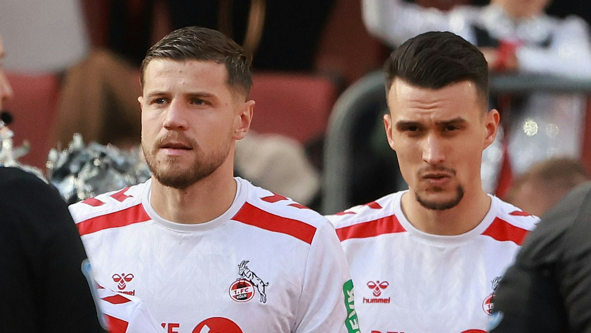 1. FC Köln vs. Fortuna Düsseldorf, 23. Spieltag, 23.02.2025, 13.30 Uhr, von links: Joel Schmied, Imad Rondic, Dejan Ljubicic (1. FC Köln), Bild: Herbert Bucco