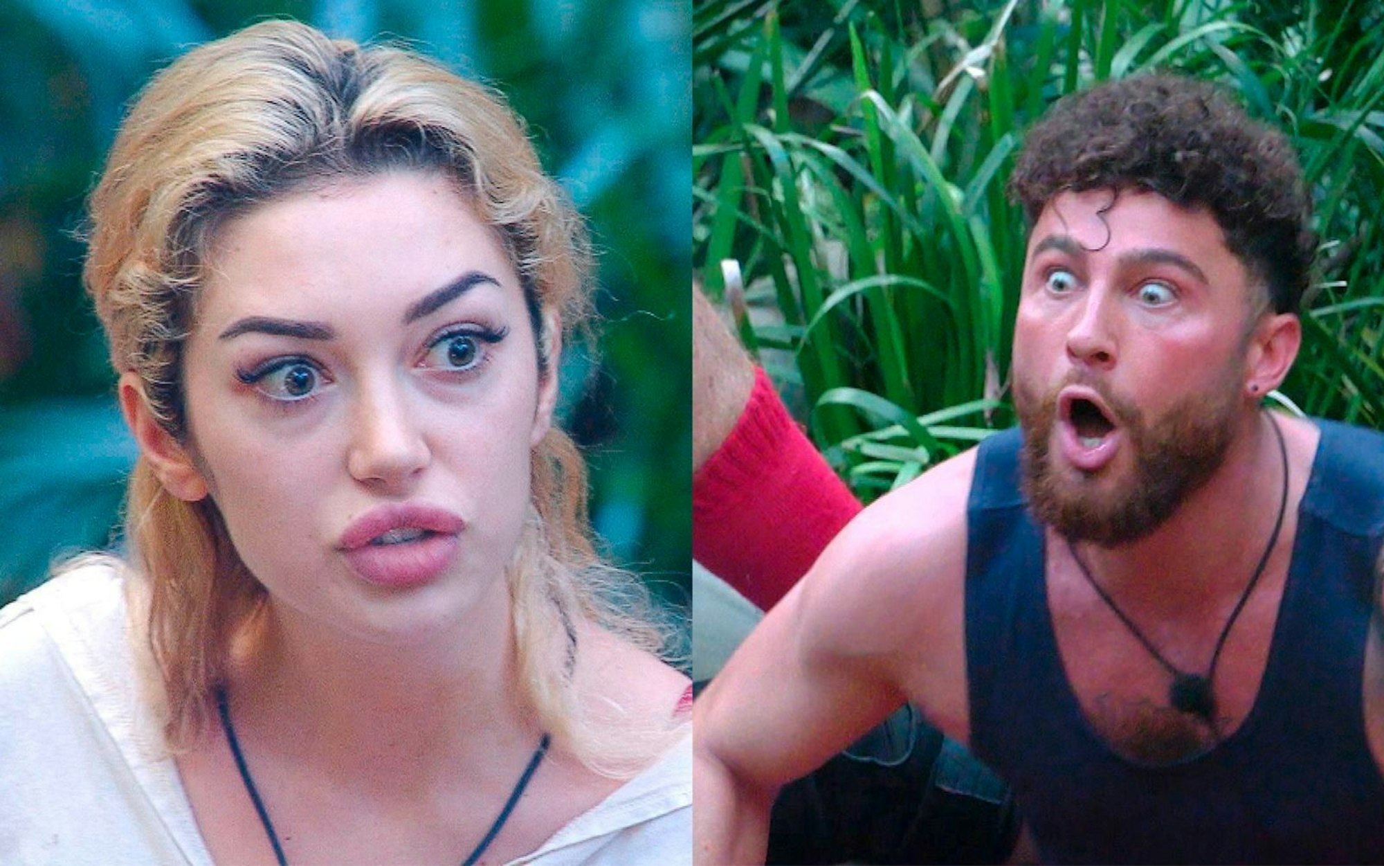 Wenn Blicke töten könnten - gäbe es schon nach Tag 4 zwei Kandidaten weniger im RTL-Dschungelcamp. Ariel (links) und Umut Tekin gerieten heftig und lautstark aneinander. (Bild: RTL)