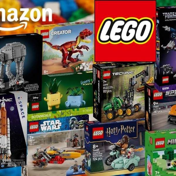 Lego Sets vor Lego Steinen im Hintergrund.