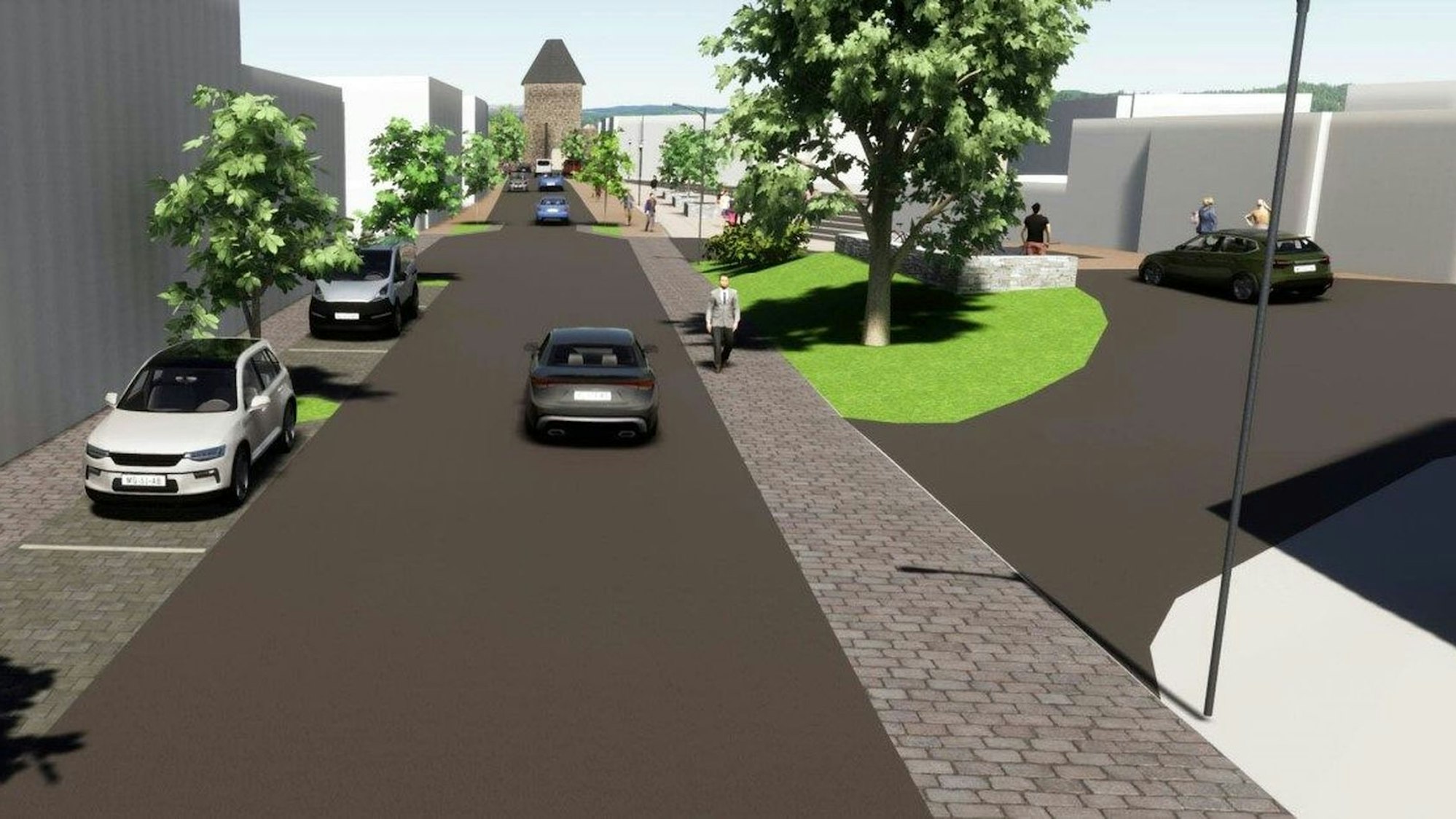 Eine Visualisierung des Planers zeigt, wie die Kölner Straße in Bad Münstereifel nach der Fertigstellung aussehen soll.