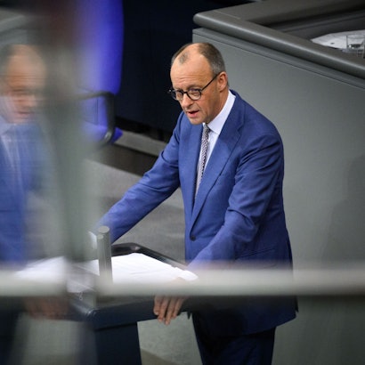 Bundeskanzler Friedrich Merz (CDU) bei seiner Regierungserklärung am Donnerstag (29. Januar).