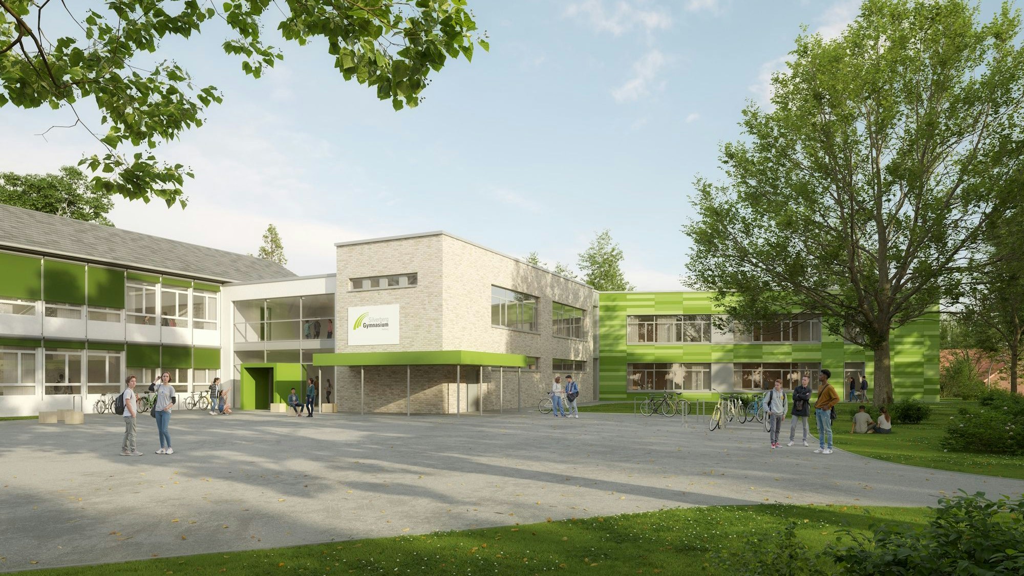 Zu sehen ist die Illustration eines Schulgebäudes.