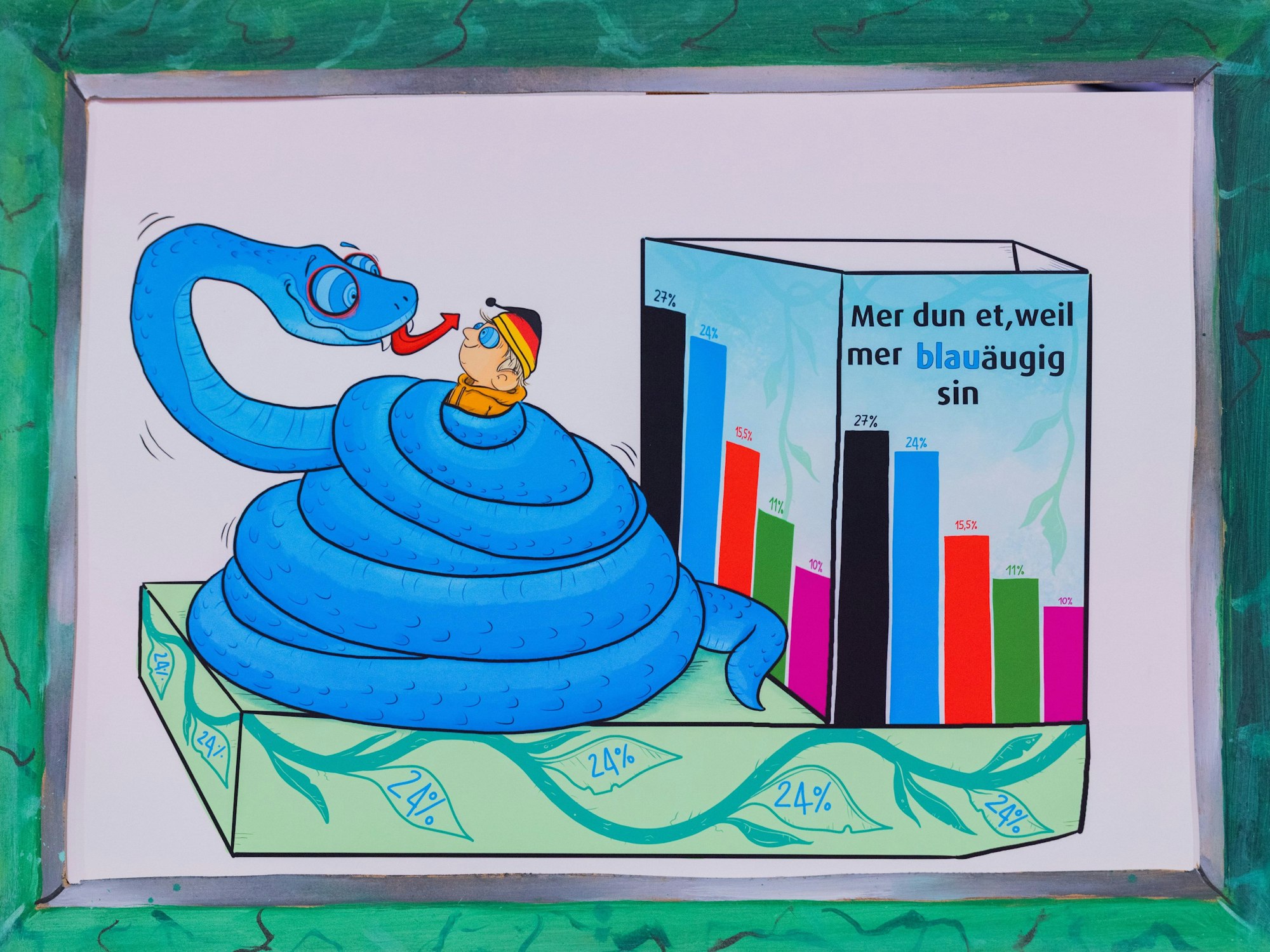 Eine Skizze eines geplanten Motivwagens zum Thema AfD für den Rosenmontagszug.