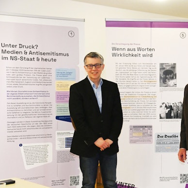 Marcus Meier und Jürgen Wilhelm beim Jahrespressegespräch der Kölnischen Gesellschaft für Christlich-Jüdische Zusammenarbeit