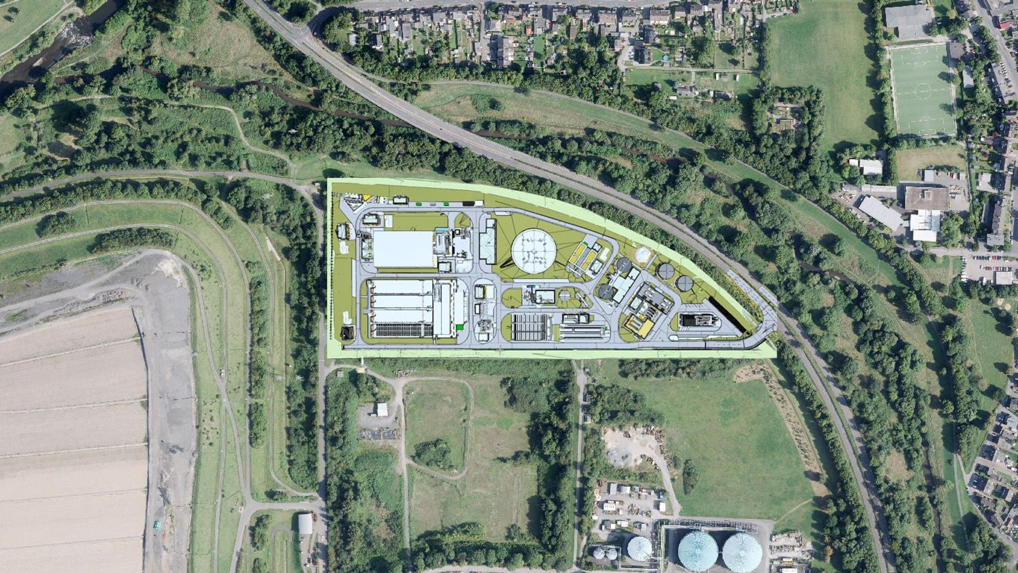 Grundriss aus dem BIM der ARGE Ka Leverkusen-Bürrig auf Senkrechtaufnahme Land NRW / Geobasis NRW
