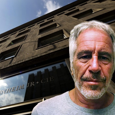 Bildmontage: Die einstige Zentrale von Sal. Oppenheim, davor Jeffrey Epstein.