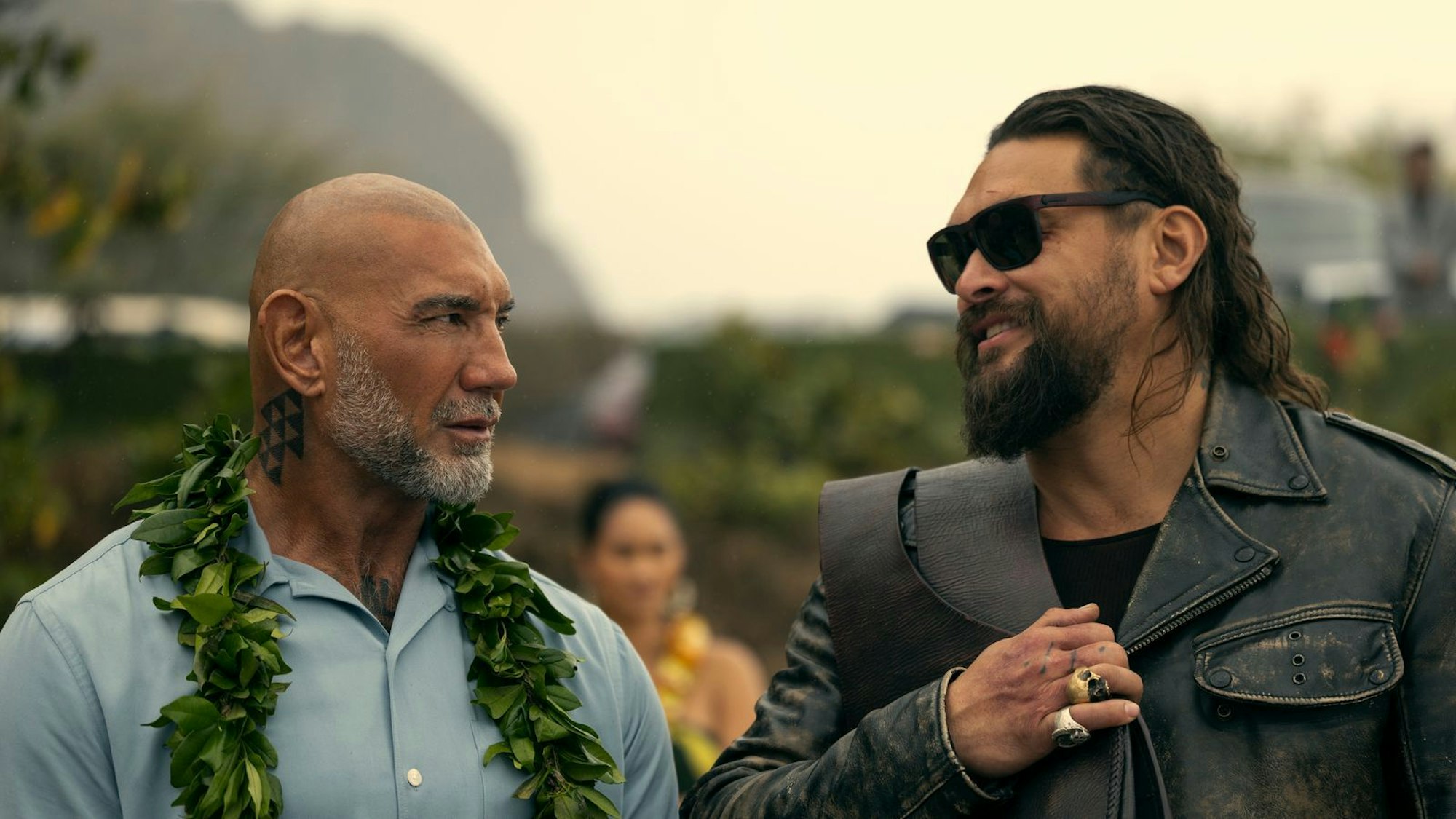 Dave Bautista (links) und Jason Momoa hatten beim „The Wrecking Crew“-Dreh viel Spaß. (Bild: Amazon Content Services LLC)