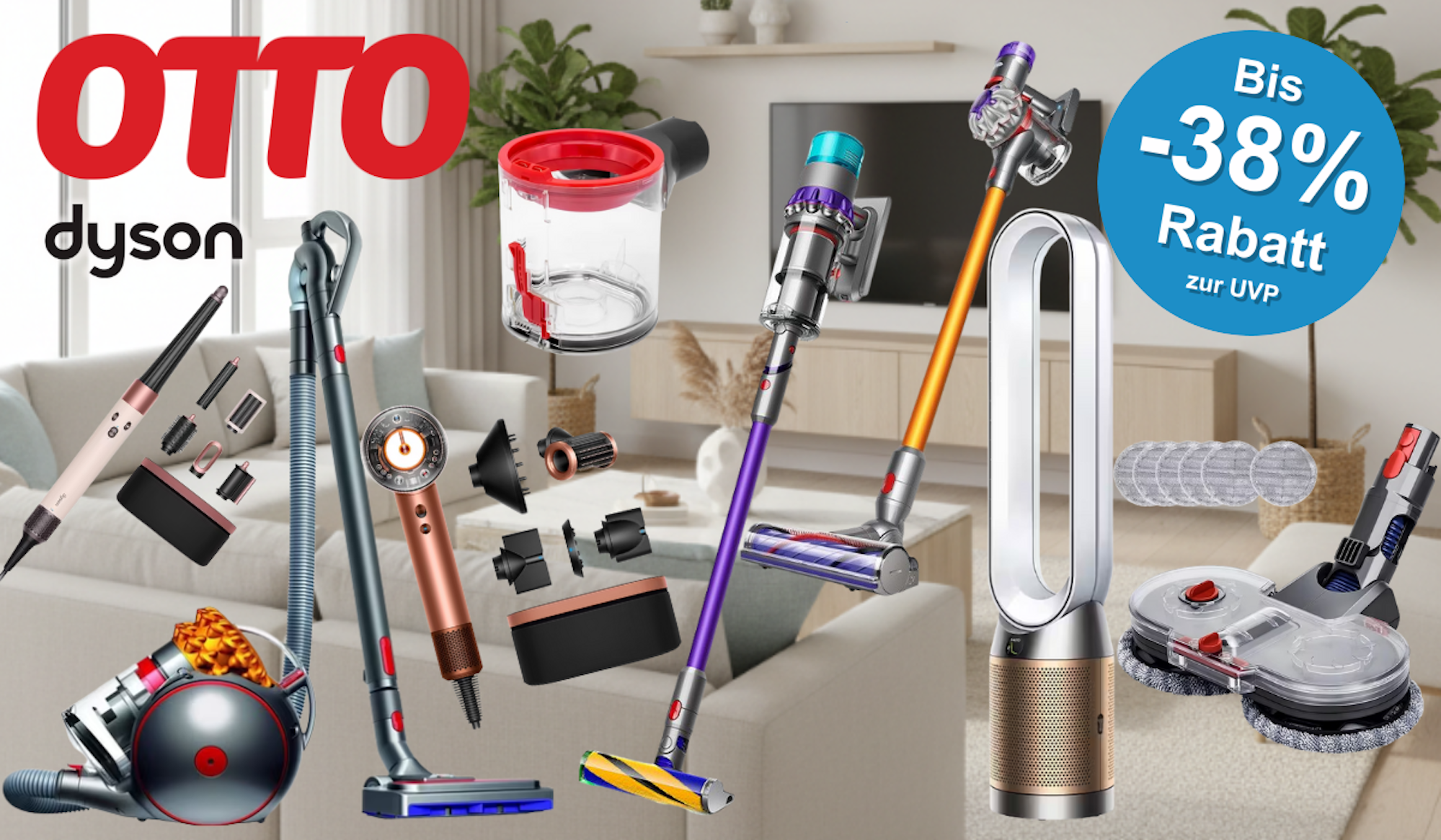 Mega Otto Sale mit Rabattierungen von bis zu 38% auf Produkte von und für Dyson