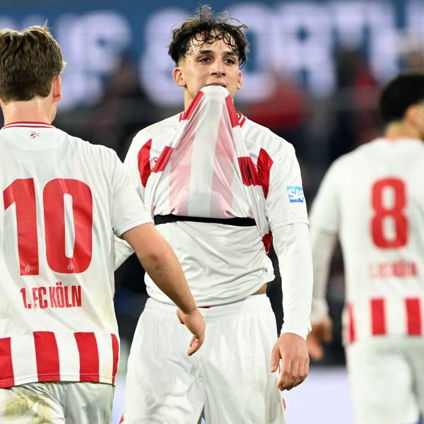 04.02.2026, Nordrhein-Westfalen, Köln: UEFA Youth League: 1. FC Köln - Inter Mailand , RheinEnergie-Stadion, Jason Ponente-Ramirez (M,1. FC Köln) reagiert auf dem Platz. Foto: Federico Gambarini/dpa +++ dpa-Bildfunk +++