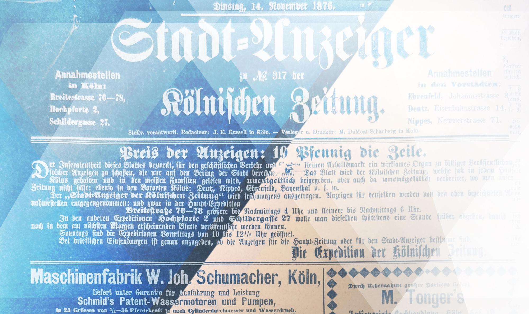 Die erste Ausgabe des Kölner Stadt-Anzeiger