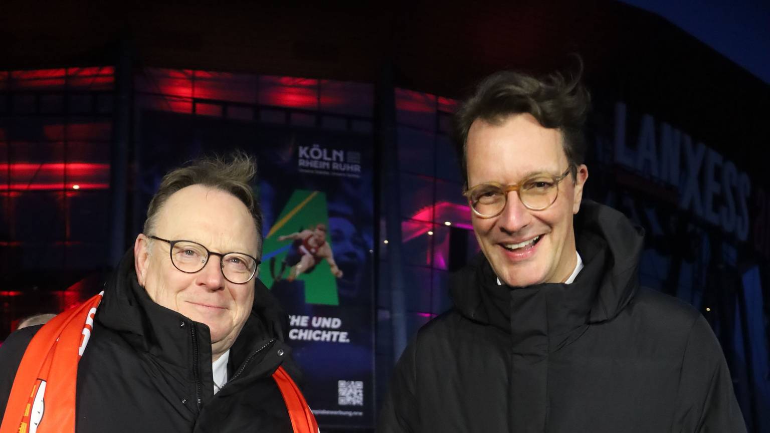 Ministerpräsident Hendrik Wüst und Kölns OB Torsten Burmester wünschen sich ein klares Votum der Bevölkerung in NRW für die Ausrichtung Olympischer und Paralympischer Spiele.