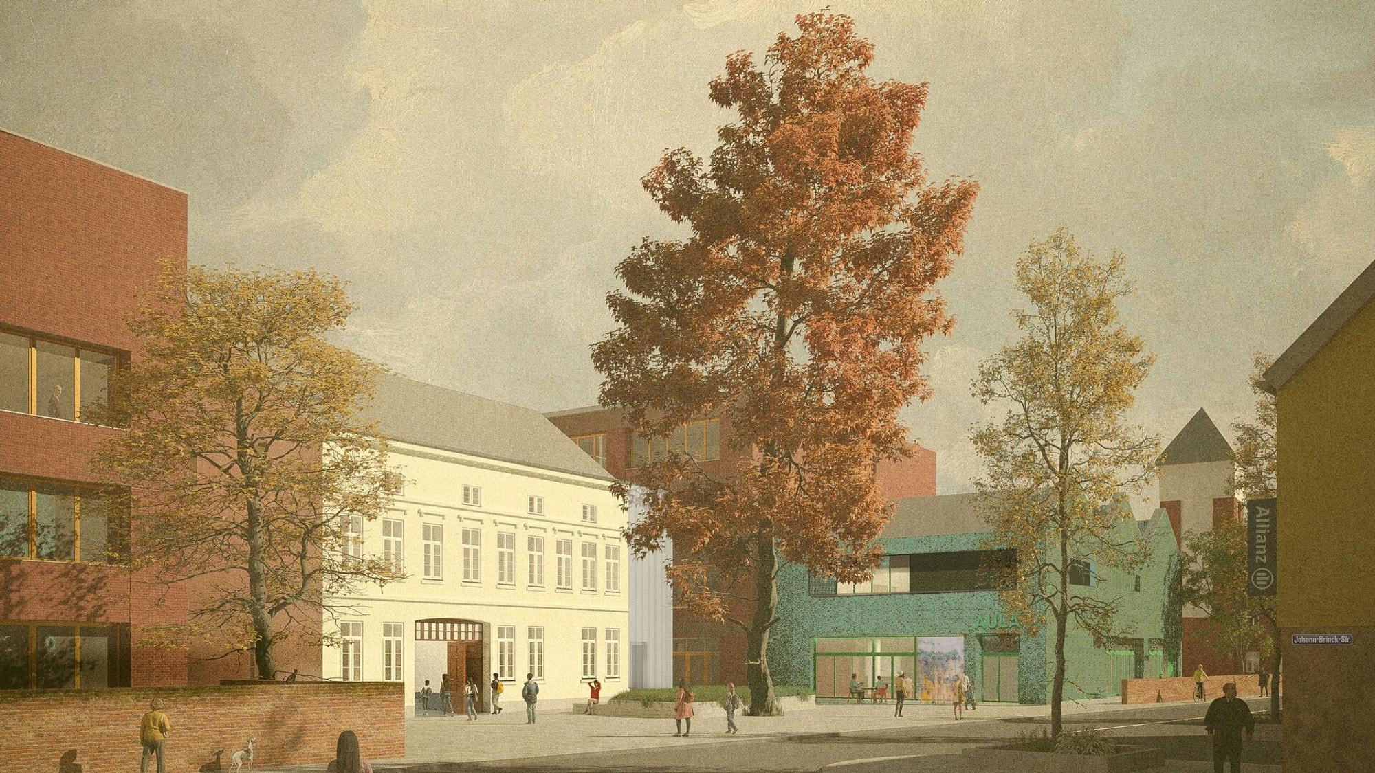 Eine Visualisierung zeigt den geplanten Schulbau in Bickendorf.