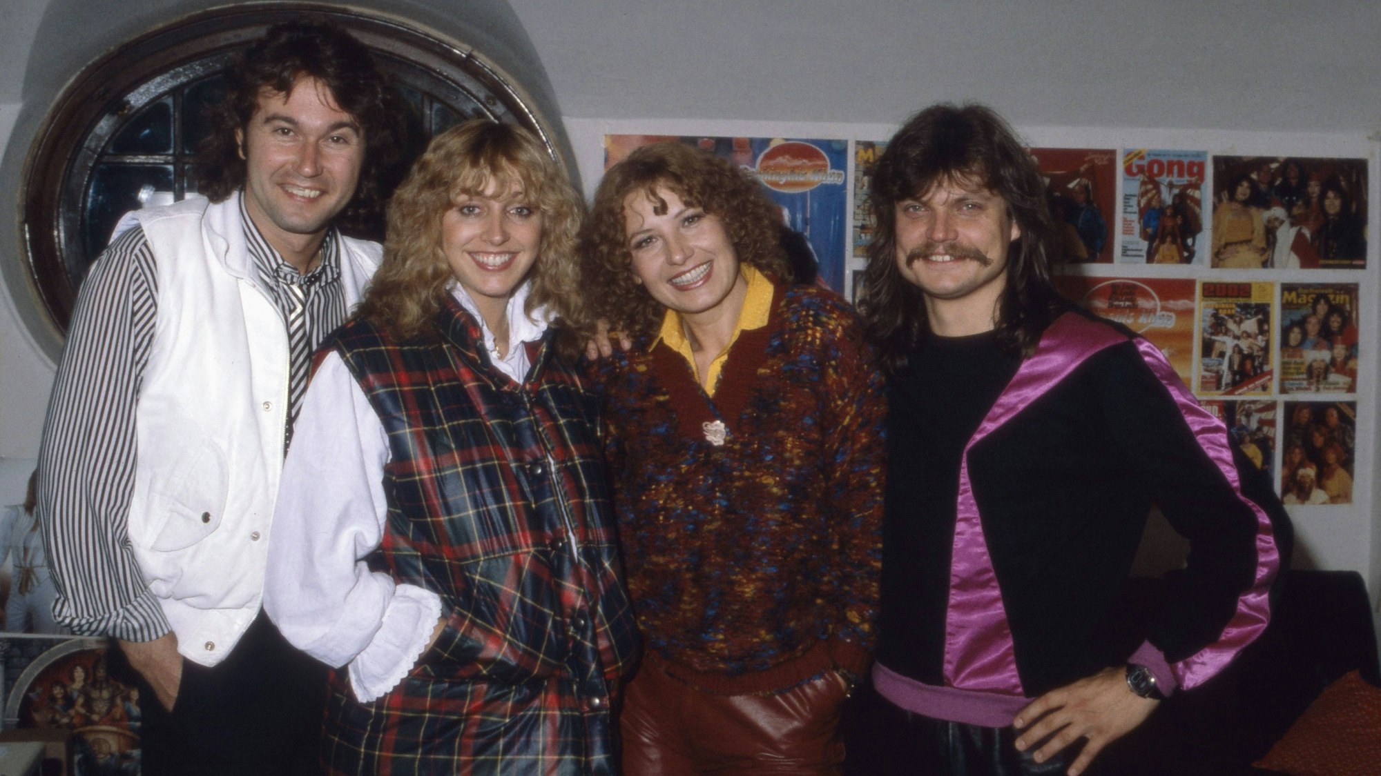 Die Gruppe Dschinghis Khan in den 1980er-Jahren: Wolfgang Heichel, Henriette Strobel, Edina Pop und Leslie Mandoki.