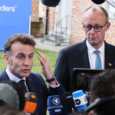 Betonen vor dem EU-Gipfel ihre Einigkeit: Macron und Merz.